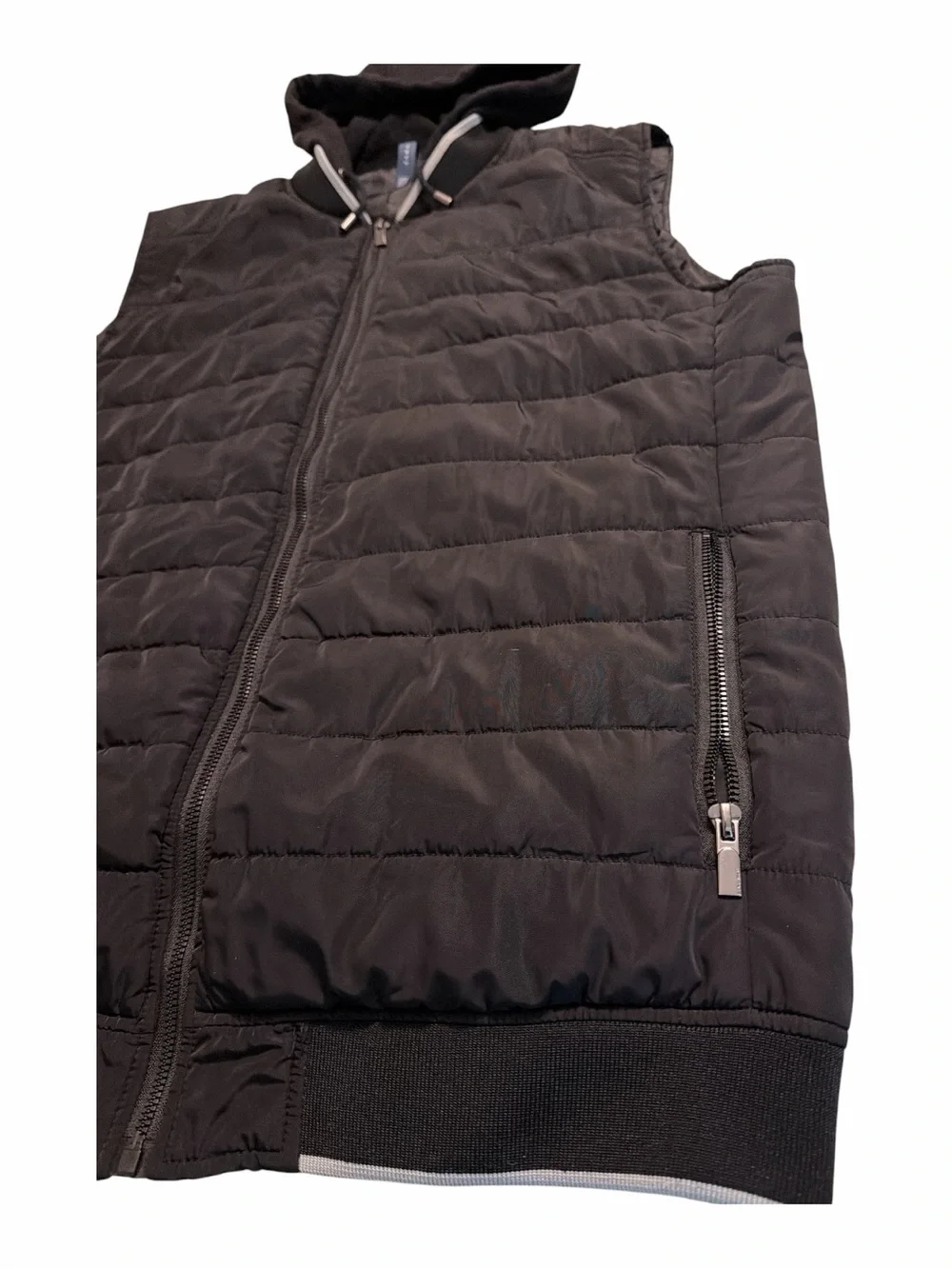 ZARA MAN weather rain resistant hiking Black Puffer Vest zip hoodie outdoors xxl